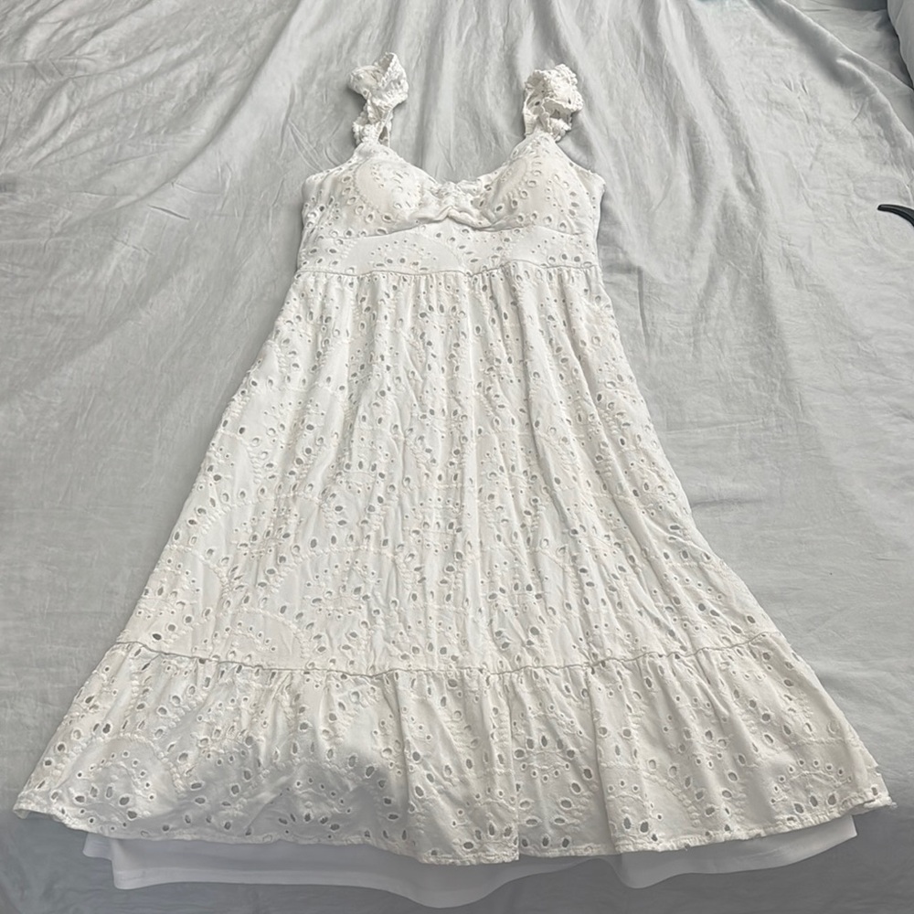 Lily Rose White Eyelet Midi Dress